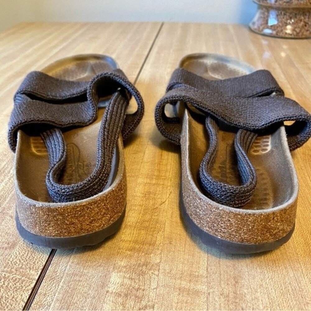ARCOPEDICO Sandals Brown Knit Strap Woven Slingback Leather Cork Comfort Slides - Picture 5 of 10